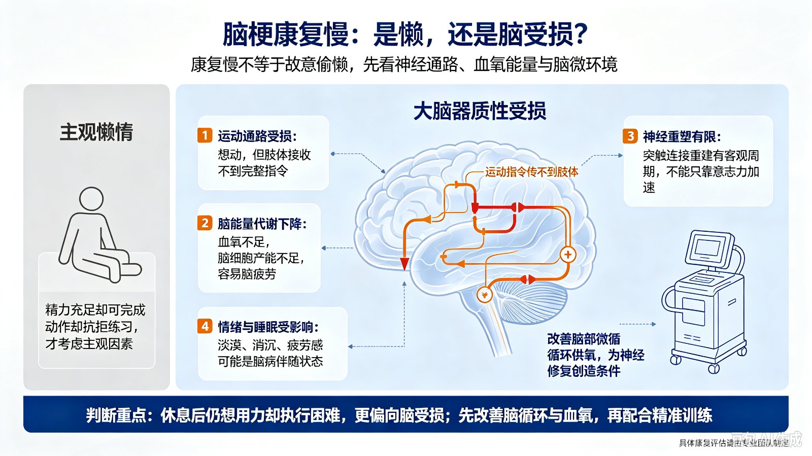 脑梗康复慢到底是身体懒还是脑受损?