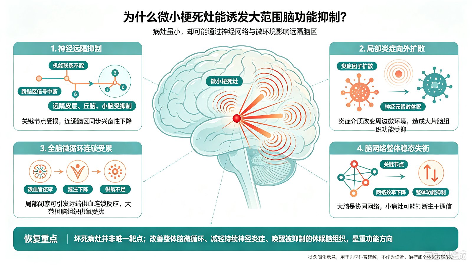 为什么微小梗死灶能够诱发大范围的脑功能抑制?