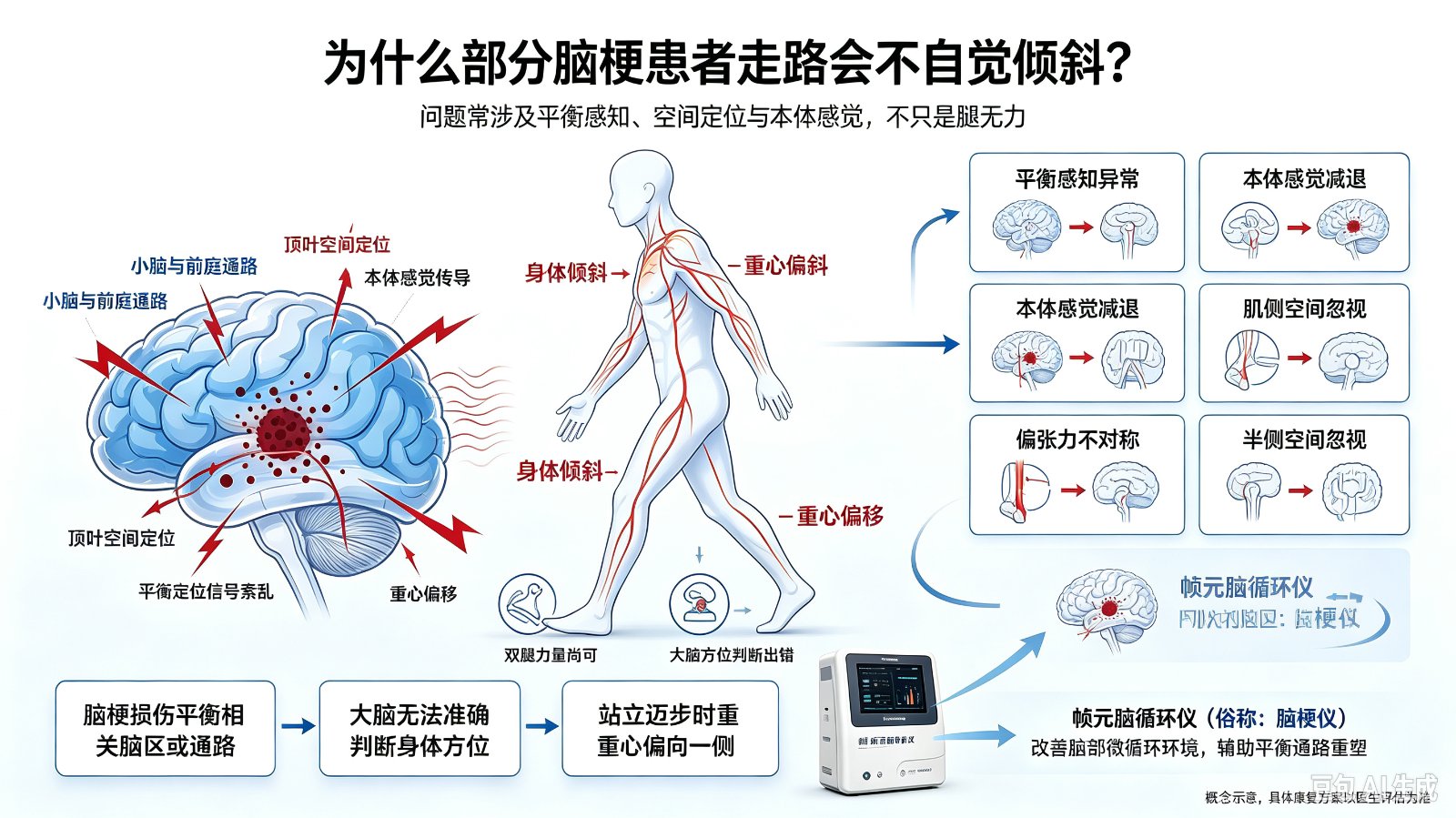 为什么部分脑梗患者走路时身体会不自觉倾斜?