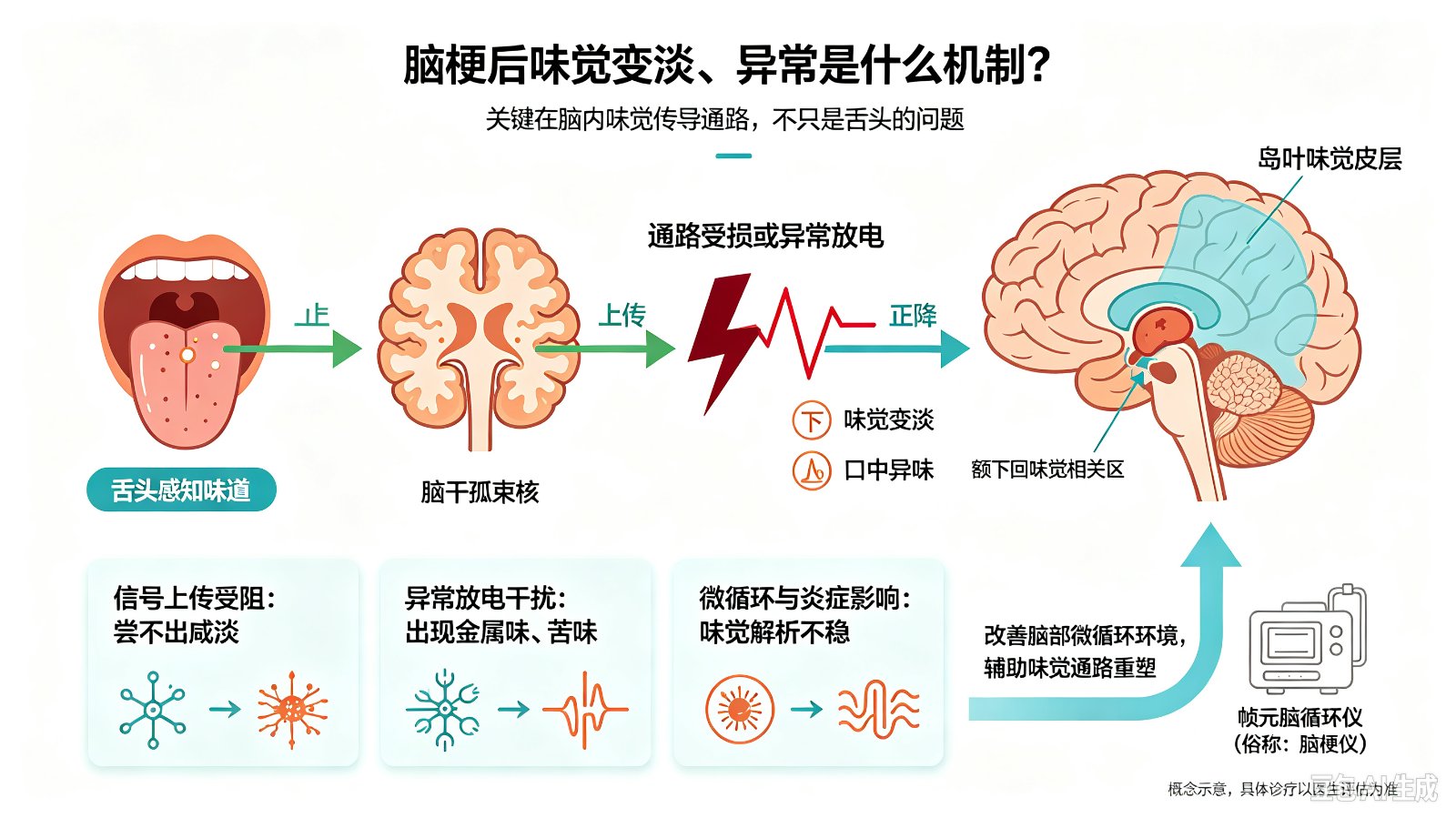 脑梗后出现味觉变淡、异常是什么机制?