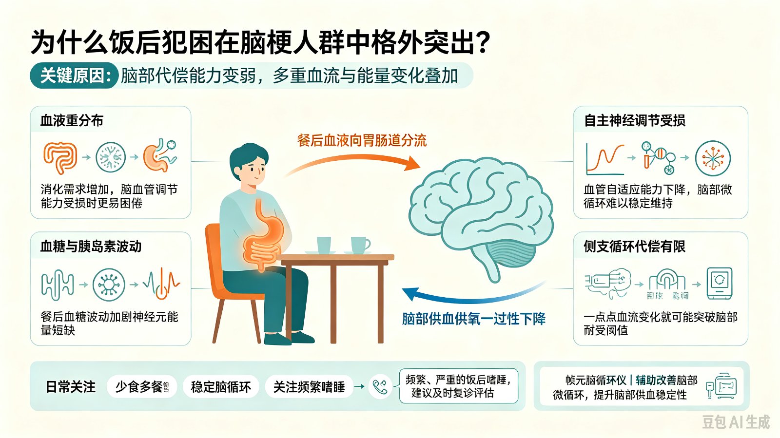 为什么饭后犯困在脑梗人群当中格外突出?